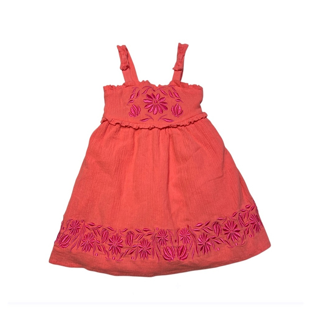 Kaisely Coral Pink Floral‎ Kids Dress